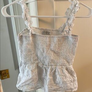 White Eyelet Smocked Tank Top